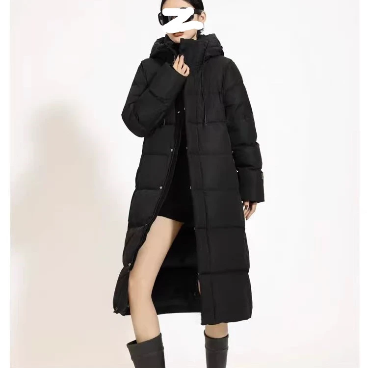 冬季连帽黑金加厚长款休闲保暖羽绒服4903