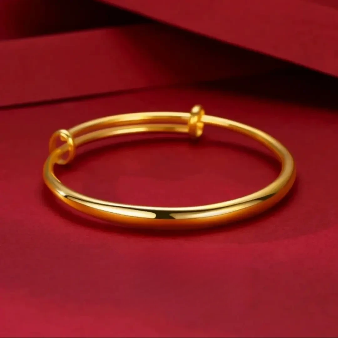 铜合金手镯 新中式国风光面推拉手镯轻奢女款不掉色时尚简约古法