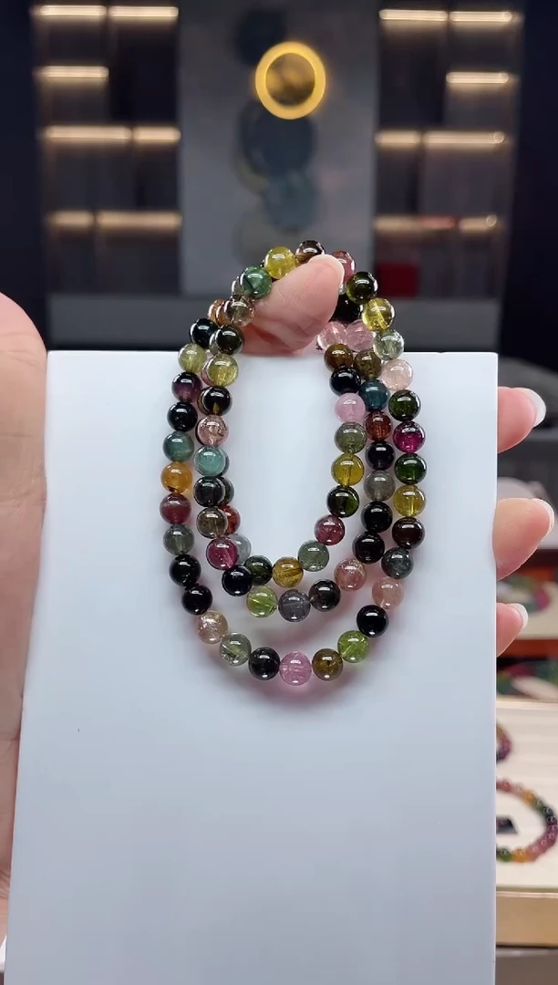 未镶嵌三圈手串碧玺（多样性发一条）Q