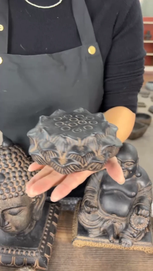 陶土【火山泥】莲蓬实心底座