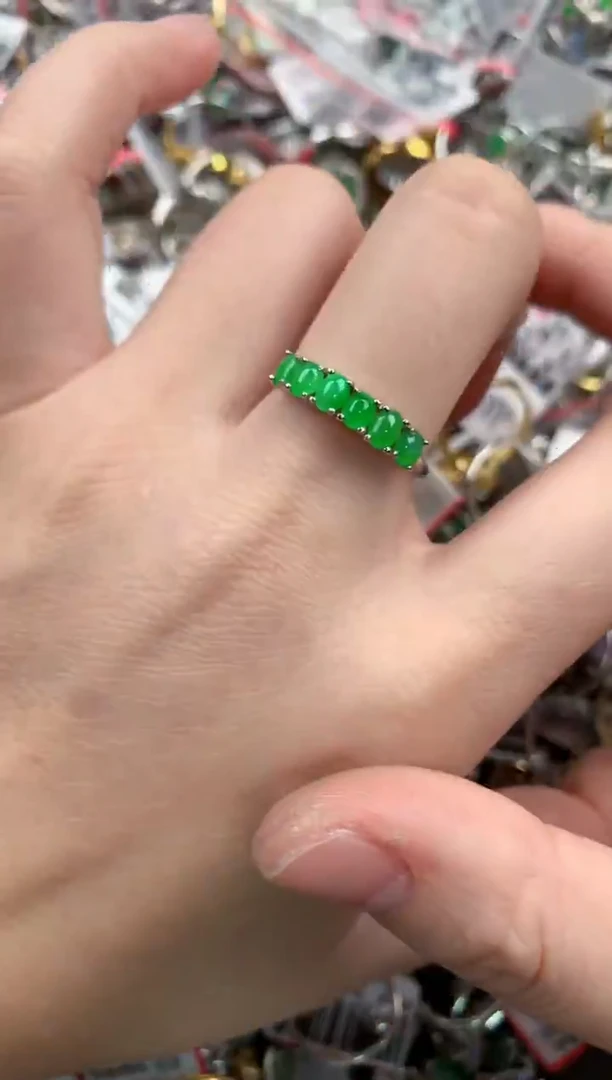 银S925镶嵌戒指翡翠333     10