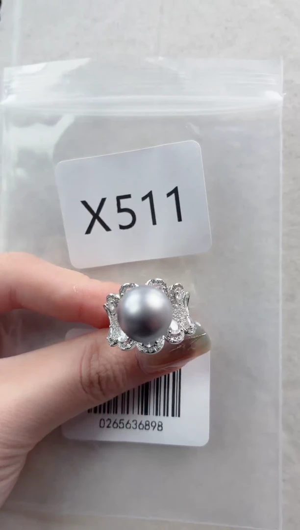 银S925镶嵌戒指海水珍珠X511