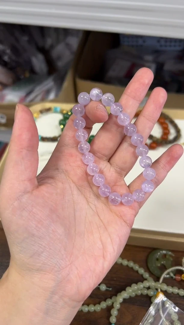 未镶嵌手链水晶孤品紫水晶圆珠手链[0846]