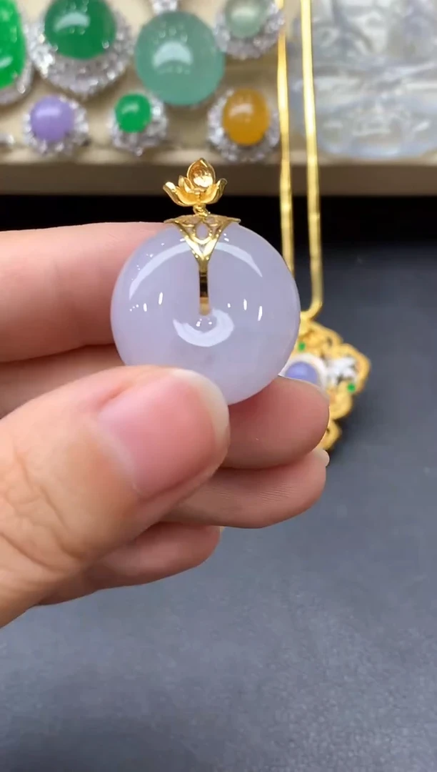 翡翠18K金镶嵌颈饰308-中国好珍宝