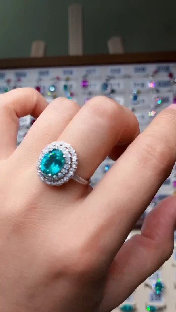 无925银925银 帕拉伊巴霓虹蓝色系列轻奢女神款式