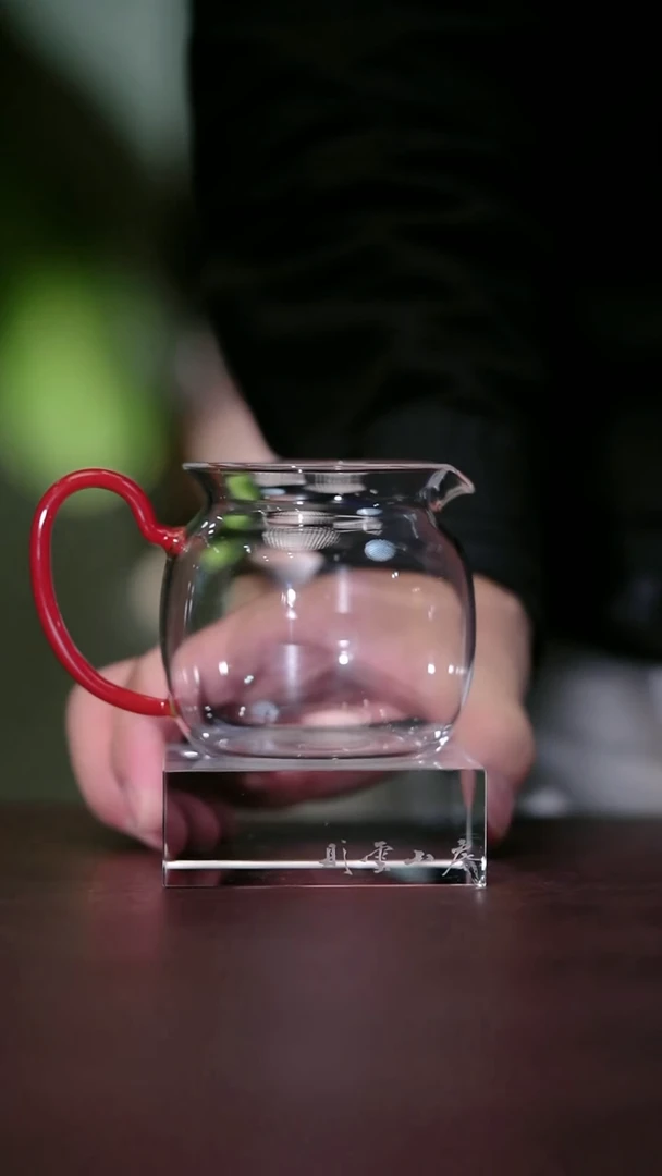 瓷片彤云山房 高硼硅红手柄玻璃公道