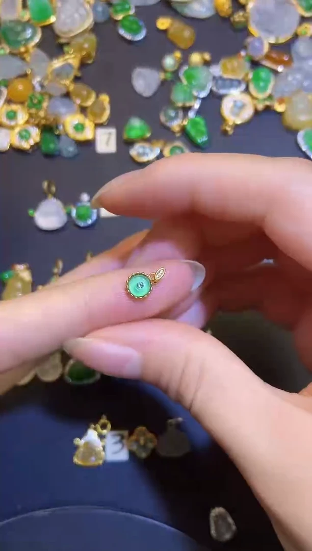 吊坠(不含链)银S925镶嵌翡翠天然A货翡翠