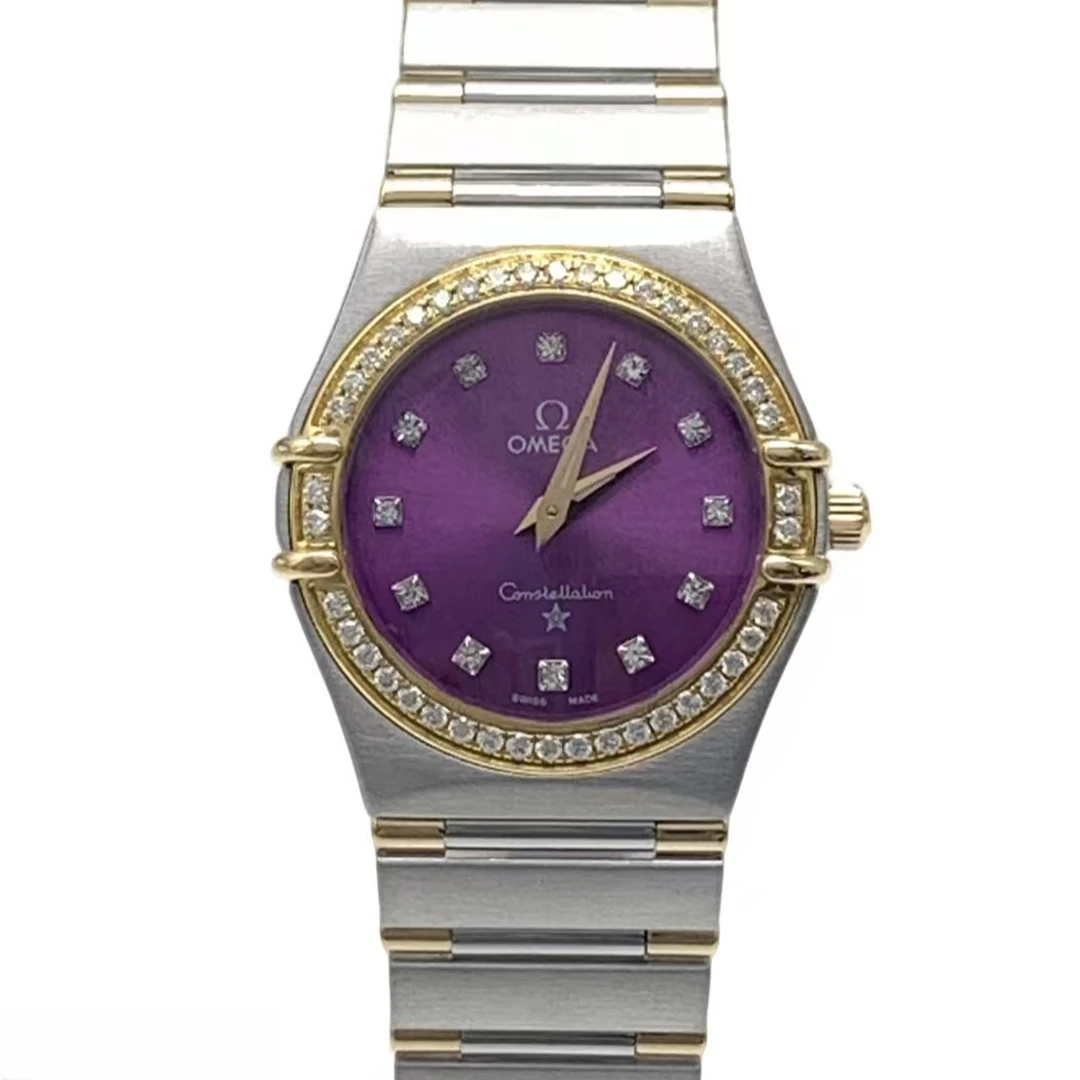 99新 Omega/欧米茄 星座间金钻刻后盘后钻紫盘中古女表25盘LF
