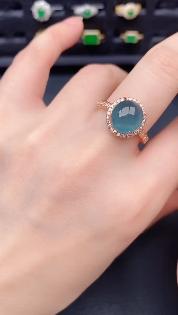 银S925镶嵌戒指翡翠天然a货翡翠145