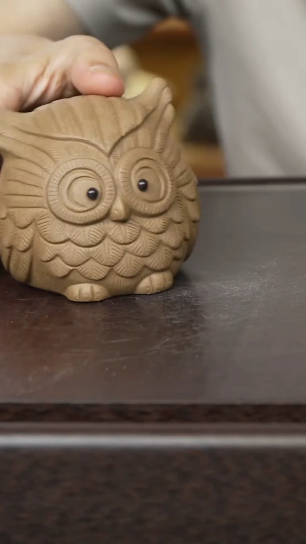 紫砂茶宠猫头鹰茶