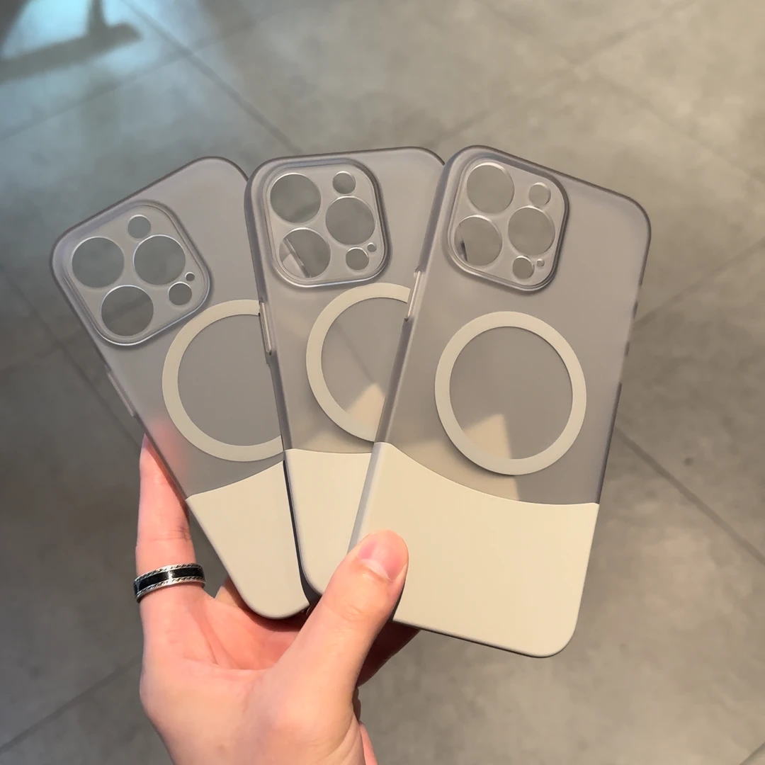 夕与空钛原色适用iPhone14/15/16拼接磁吸手机壳苹果13/12/11简约