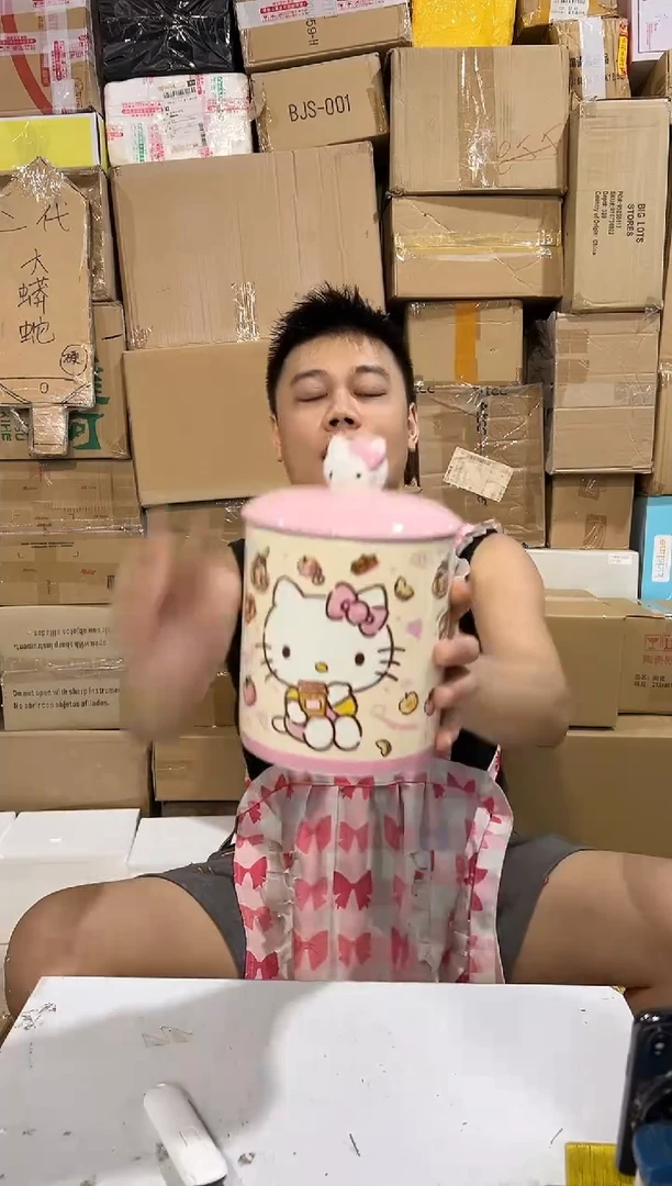 瓷片B款粉色kt储物罐 陶瓷