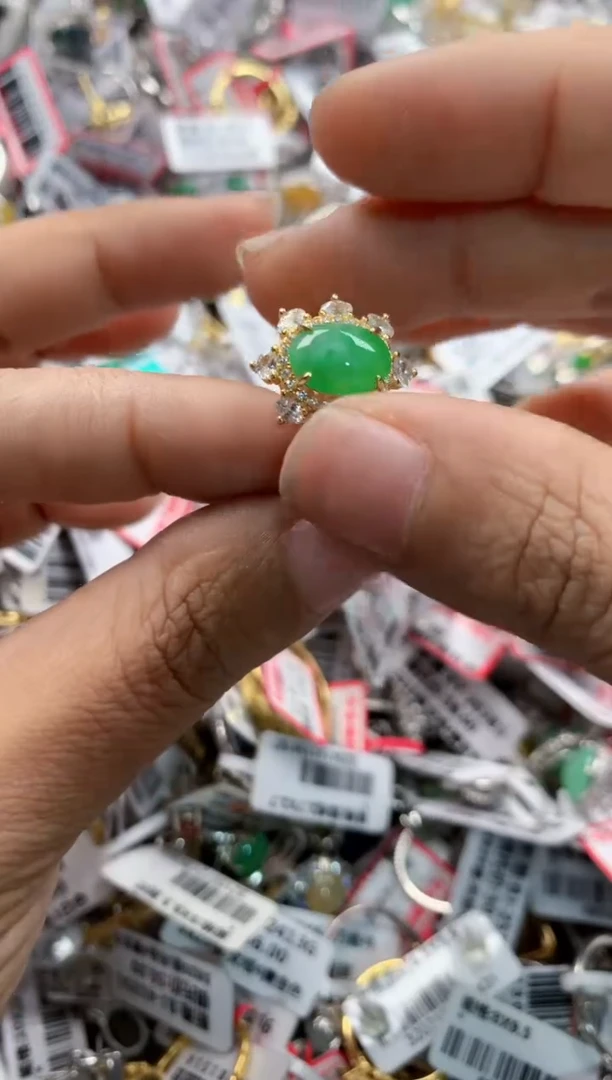 银S925镶嵌戒指翡翠999     4
