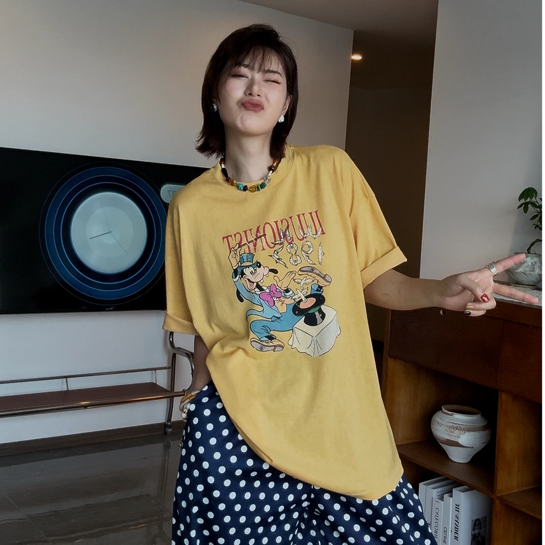 【魔法卡通T】圆领时尚百搭 减龄卡通图案短袖T 25DX74663