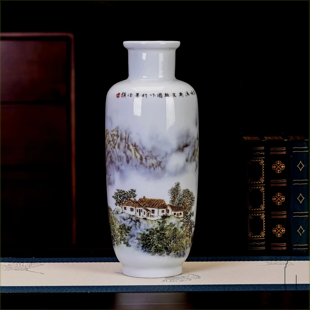 景德镇山水房子花瓶福利1