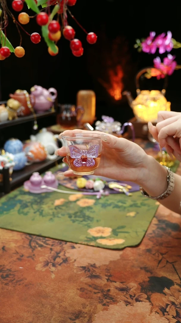 【闪购商品】紫色蝴蝶品茗杯60cc@@@@@