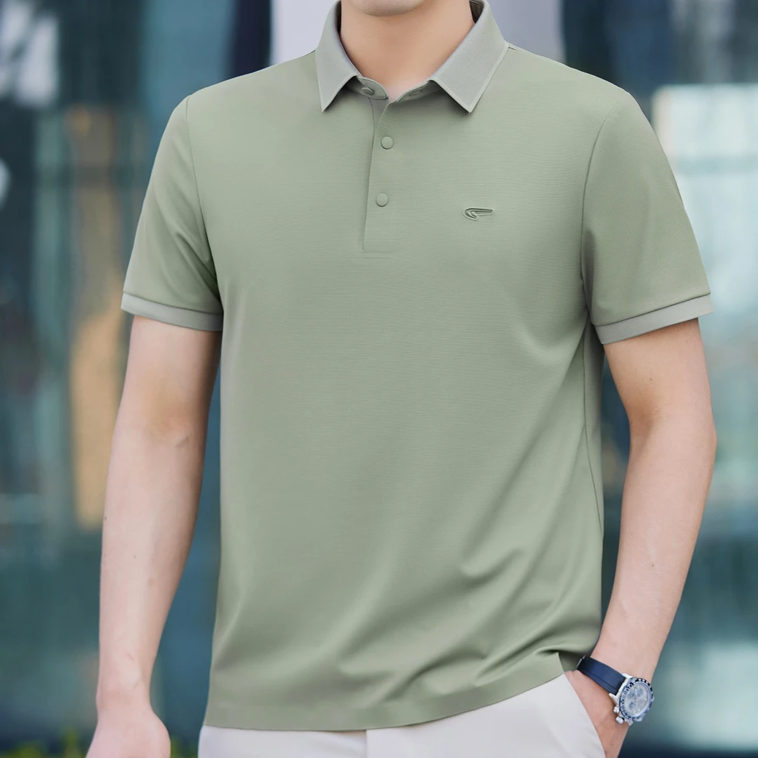 高端男装时尚潮流夏季休闲透气纯色翻领polo 5355