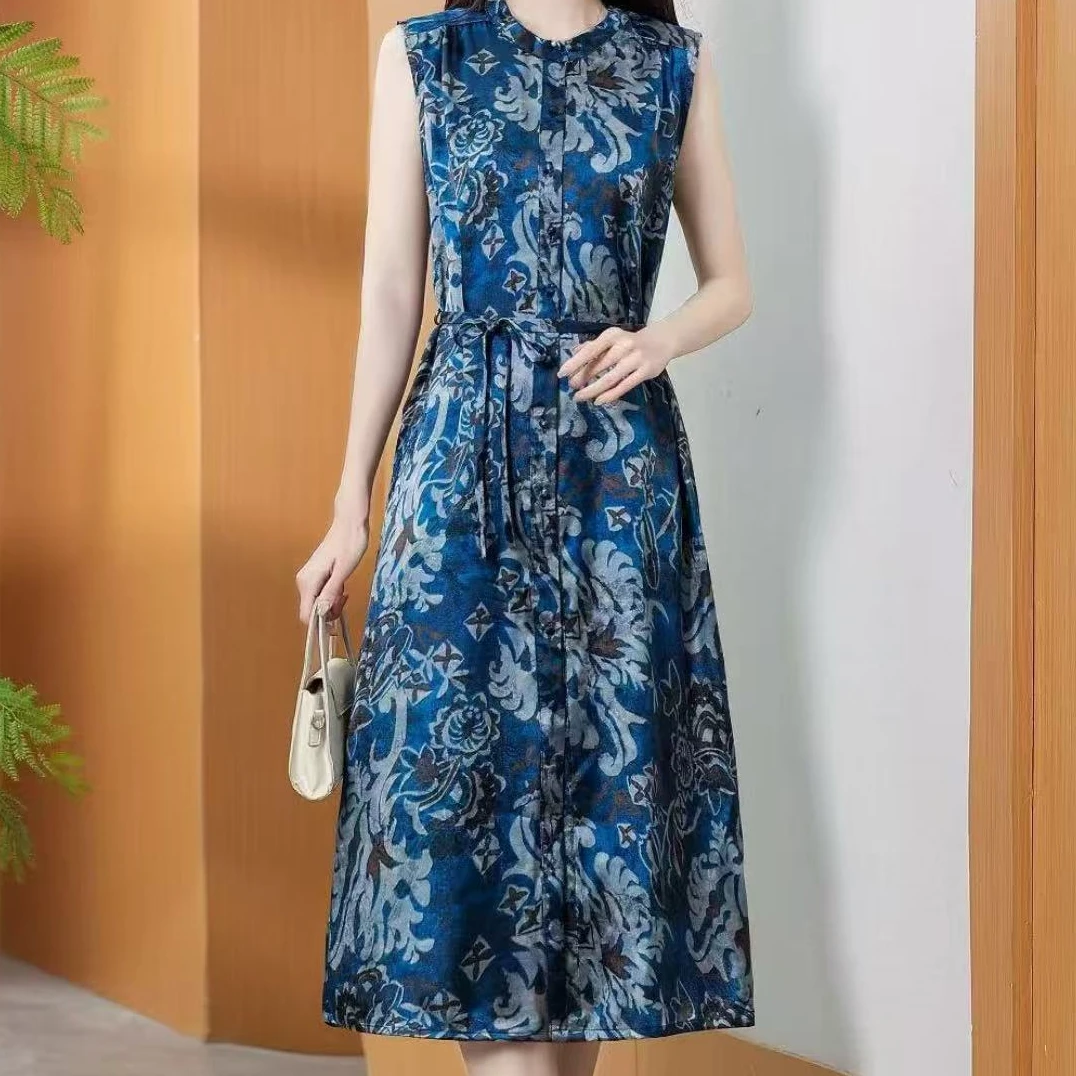 8265【青花瓷】高端订制连衣裙 休闲女士夏季复古宽松