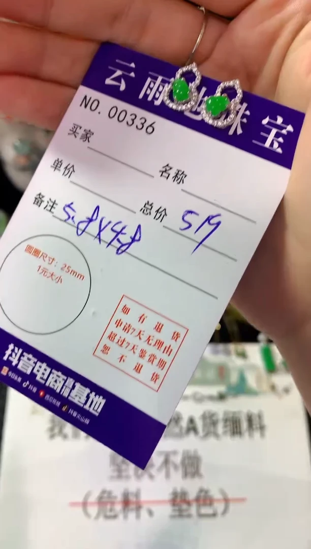 银S925镶嵌翡翠耳饰翡翠