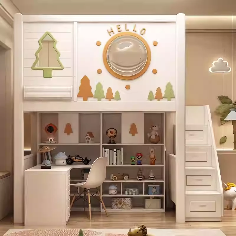 上床下桌组合床儿童床男女孩上下床双层床组合书桌床一体式衣柜床