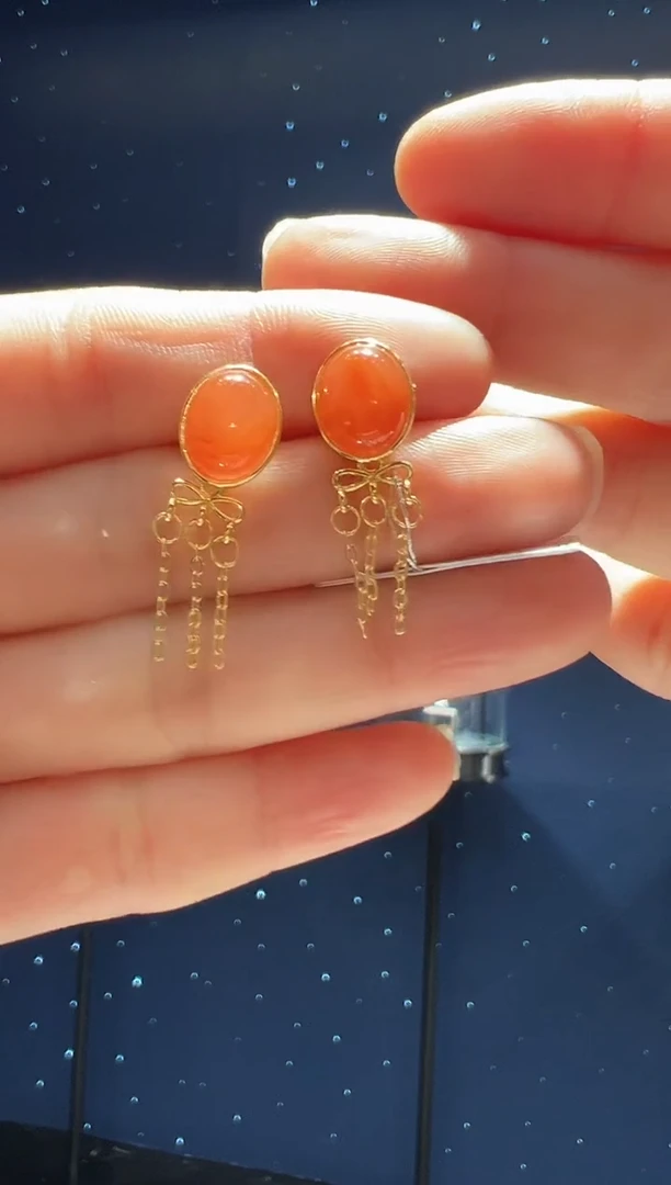 【闪购商品】南红玛瑙耳饰银S925镶嵌105】多样性发其一