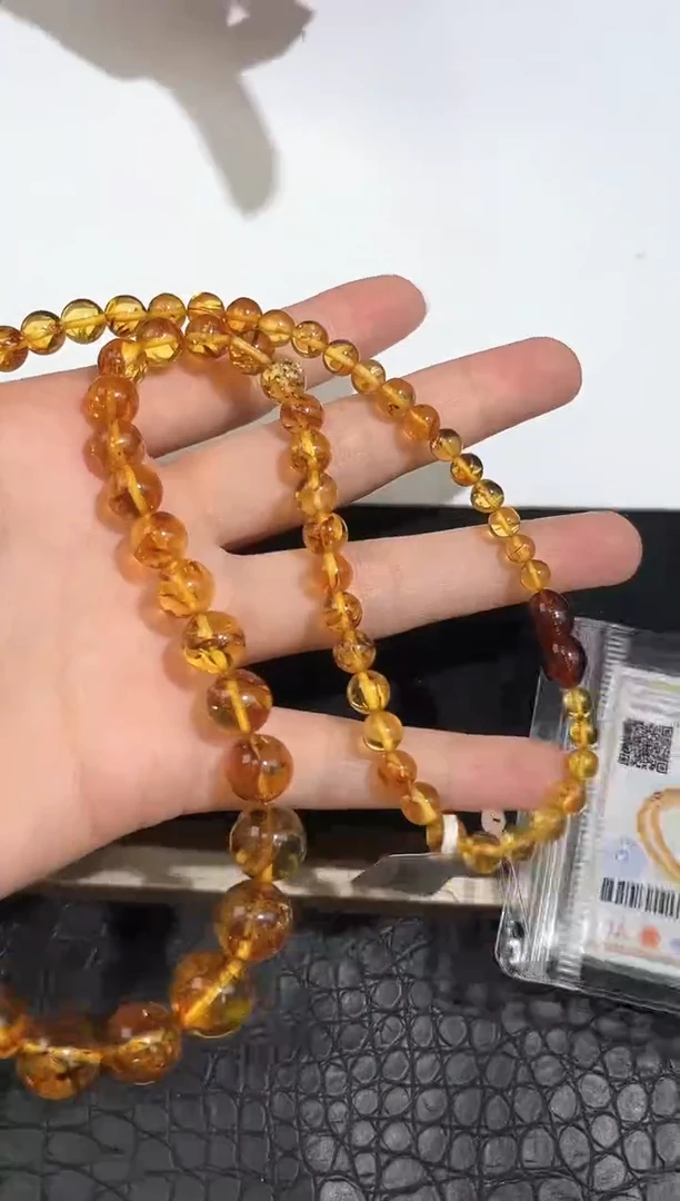 琥珀颈饰未镶嵌61号琥珀花珀塔链项链