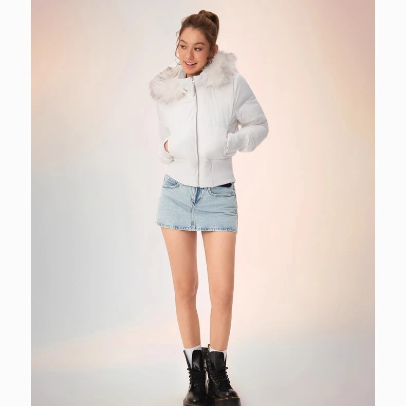 高端货~秋冬新款美式辣妹毛领连帽棉服女装显瘦百搭加厚保暖外套