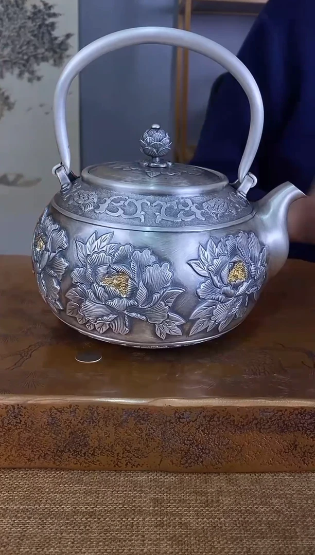 不二银工牡丹烧水壶