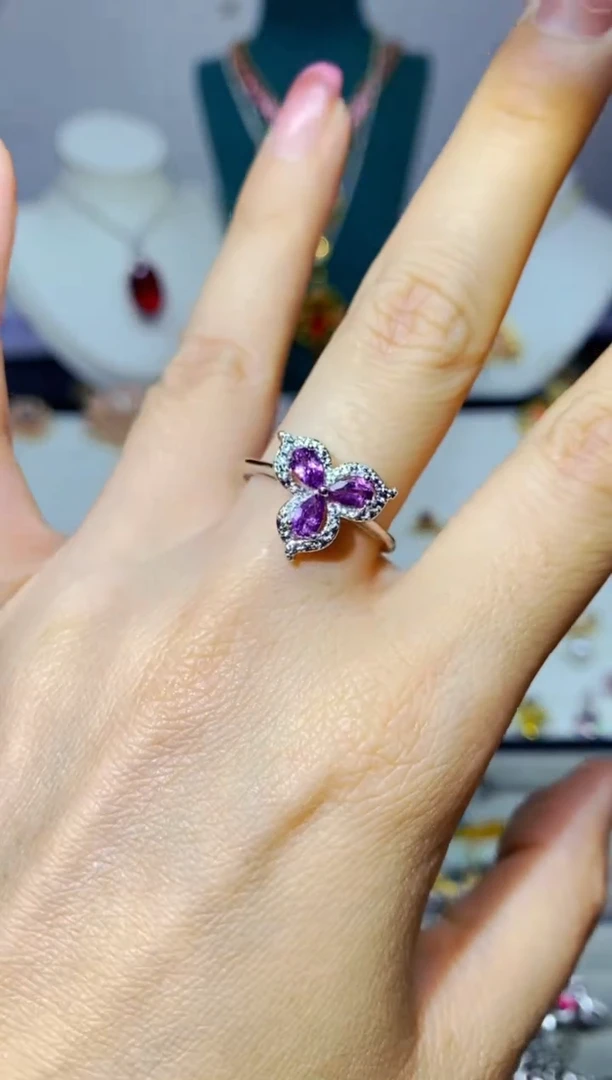 银S925镶嵌耳饰紫晶1