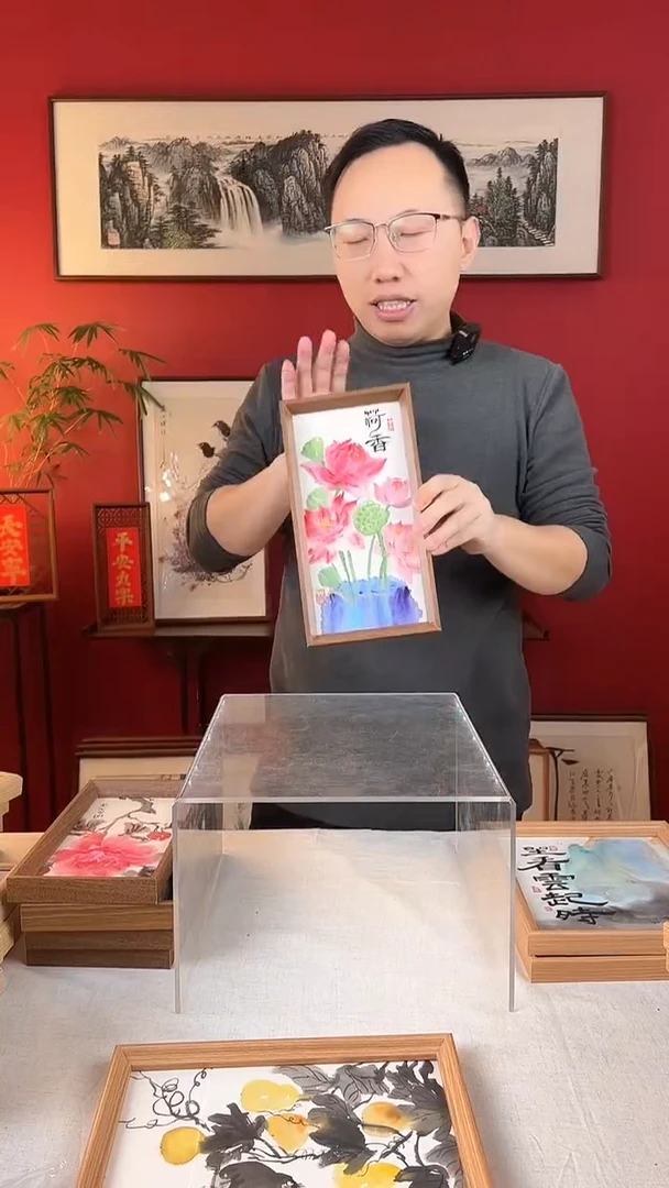 【闪购商品】国画荷香14*27纯手绘国画摆台