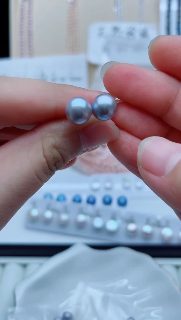 银S925镶嵌淡水珍珠耳饰耳钉多样性发其一