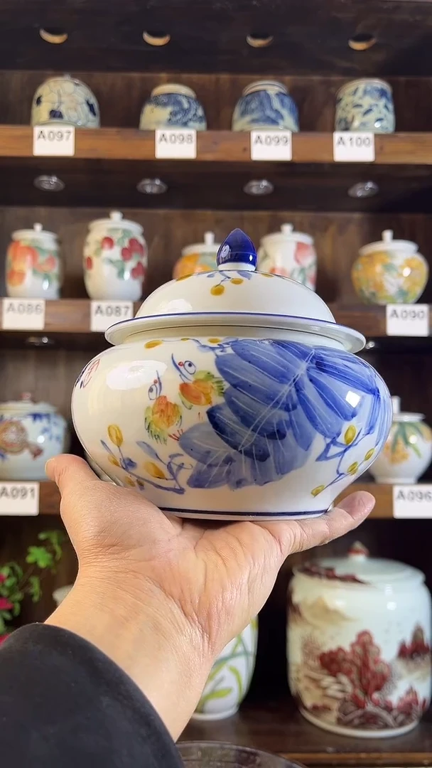 【闪购商品】纯手工手绘芭蕉鸟储物罐