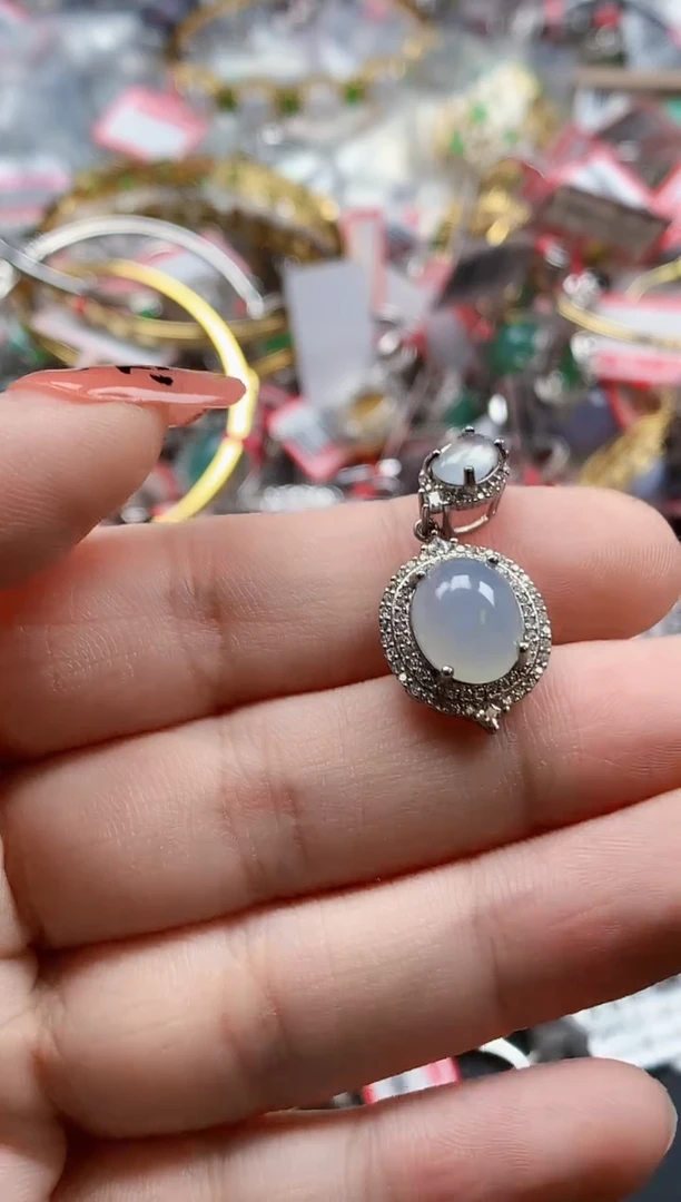 银S925镶嵌戒指翡翠天然A货缅甸翡翠