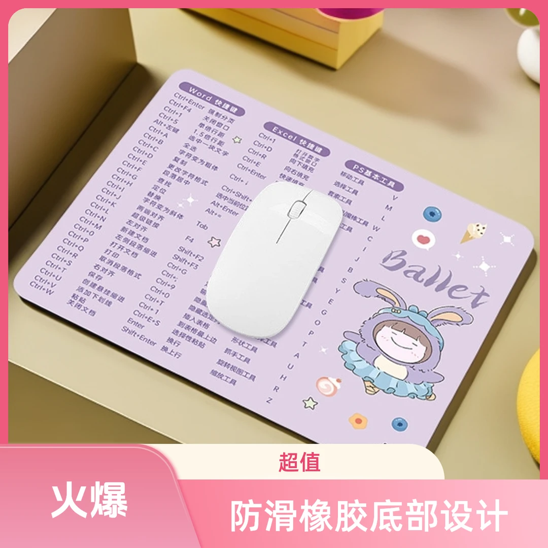 防滑专用鼠标垫挂图加厚锁边办公电脑键盘ins女神键盘垫女生