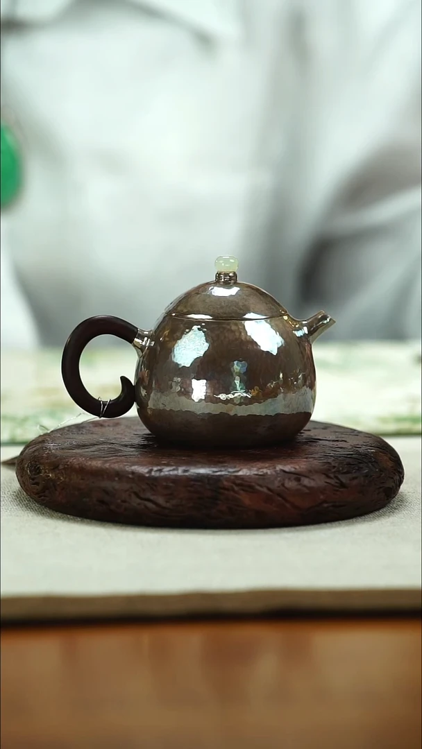 古悦足银999泡茶壶