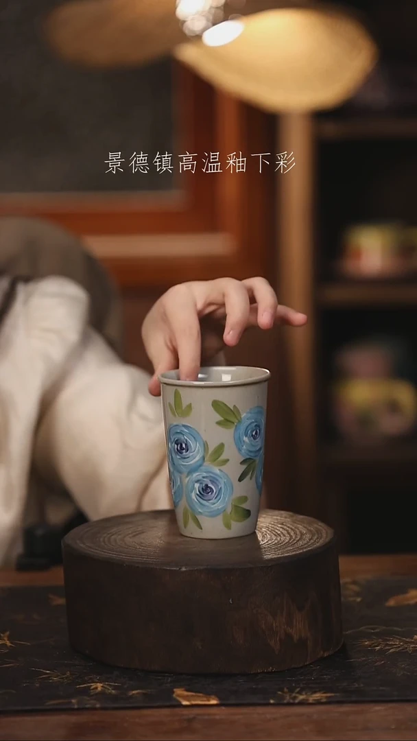 陶瓷景德镇高温釉下手绘陶瓷@L206@