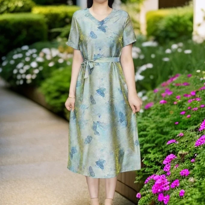 999【蝶舞】高端订制连衣裙 休闲女士夏季复古宽松