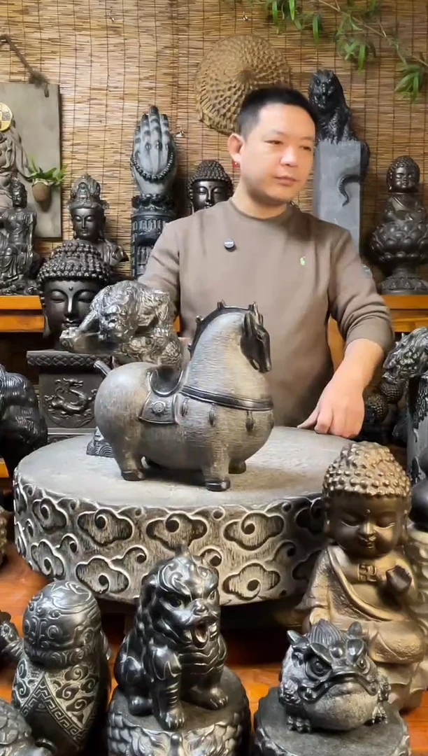 石材30唐马天然青石雕刻