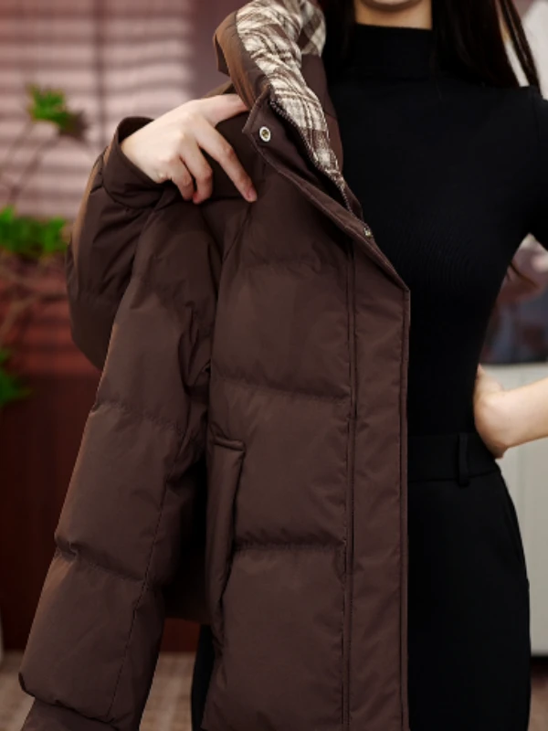 【甄选大朵鸭绒】2025杭州原版正品保暖气质减龄修身羽绒服E-5103