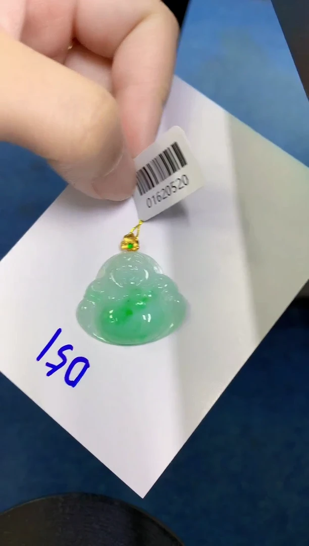 翡翠18K金镶嵌颈饰天然緬甸A貨翡翠