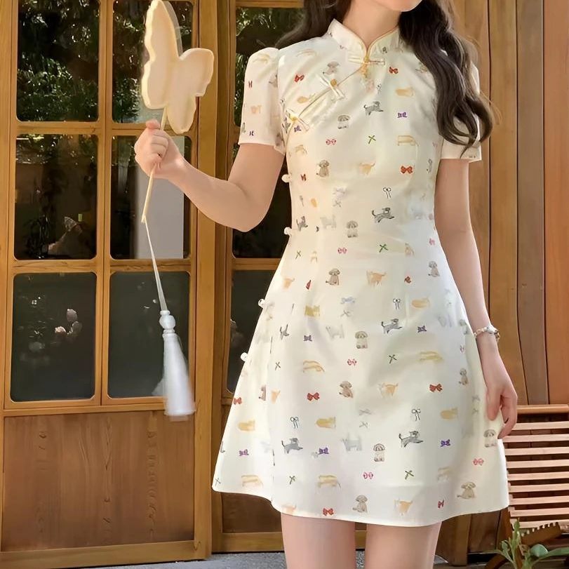 新中式碎花旗袍连衣裙气质显瘦日常