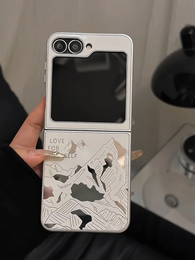 （三星zflip6系列）金属折叠适用三星Galaxyzflip6手机壳女日出金山