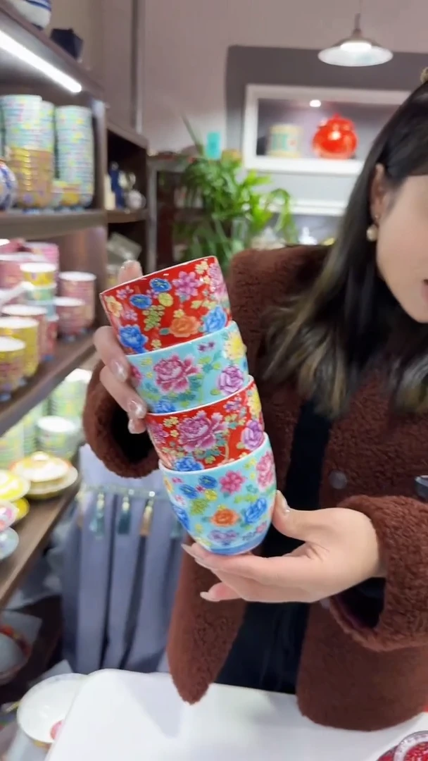 【闪购商品】瓷片杯子4个景德镇陶瓷