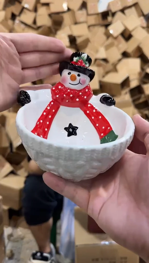 瓷片原盒雪人碗