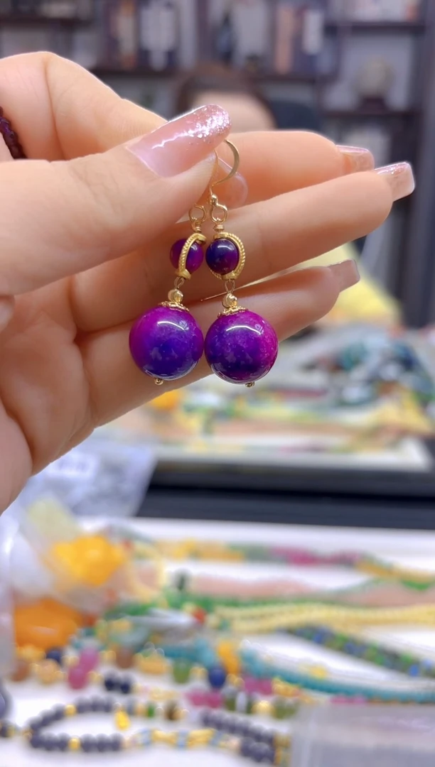 苏纪石（舒俱来）14K金镶嵌耳坠DIY款E17