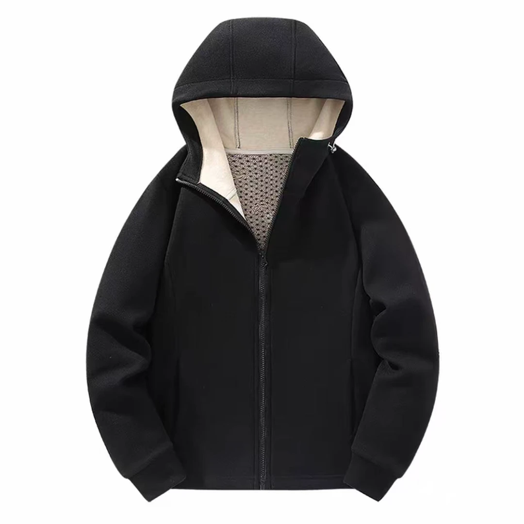 M286  桑蚕丝+绵羊毛 防风加厚贴片护肩连帽带口袋拉链女外套