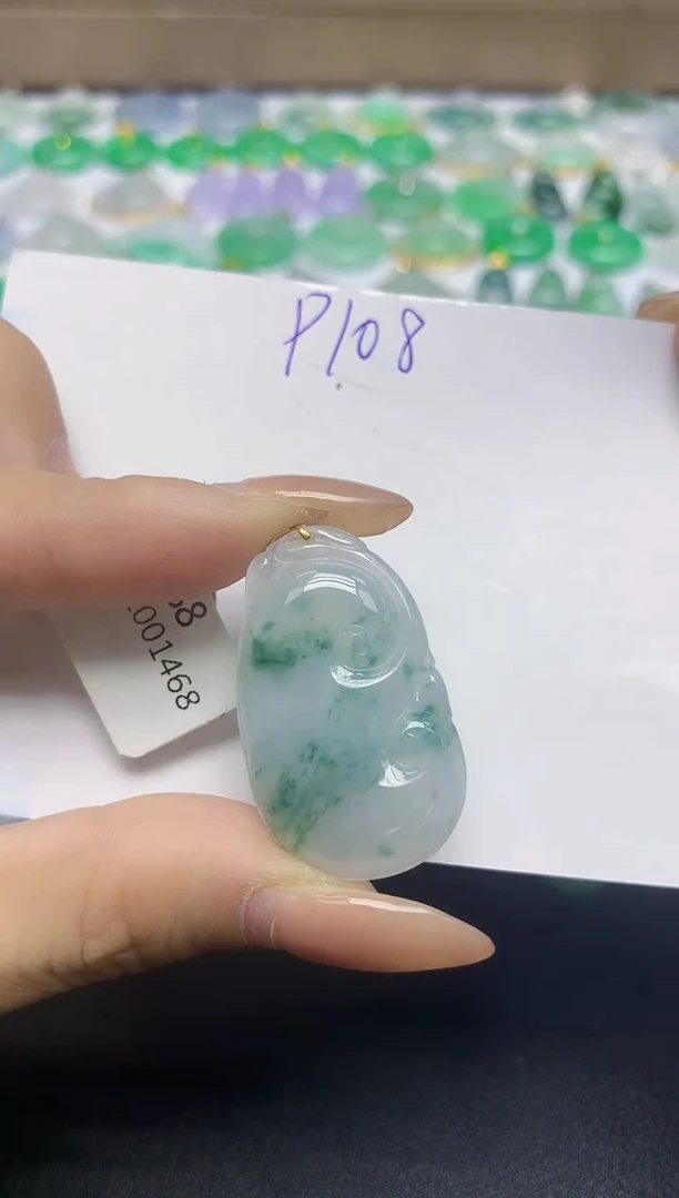 颈饰18K金镶嵌翡翠天然缅甸翡翠A货翡翠百元以上9元证书费自理