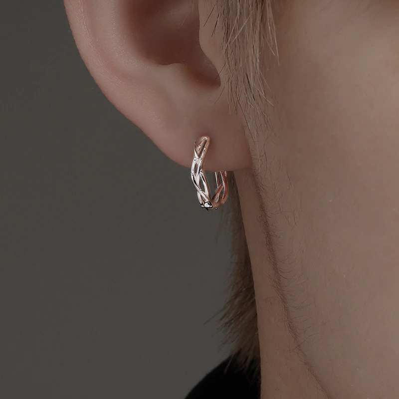 足银耳饰 耳环男荆棘耳钉小众高级感精致耳圈个性简约痞帅耳饰