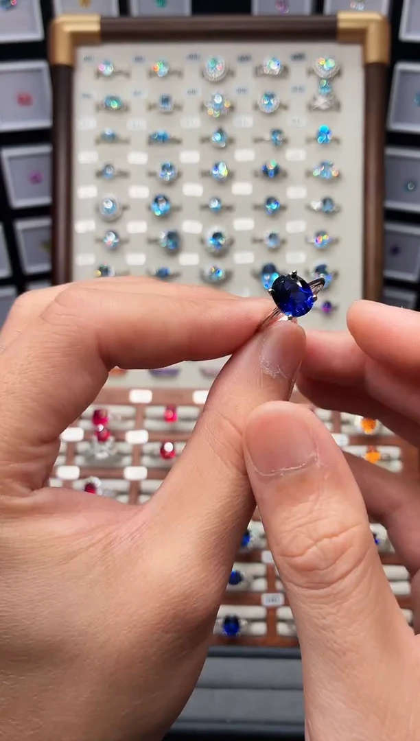 戒指蓝宝石银S925镶嵌1888