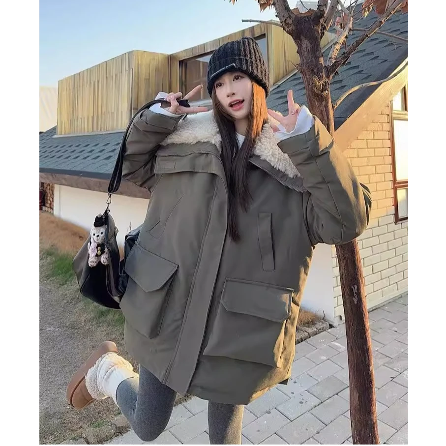 【YUN.】许我耀眼赵露思同款羊羔毛冲锋衣外套女派克服羊羔绒棉服女